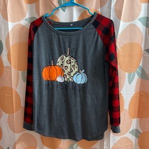 Cute fall top. Long sleeves. Not very thick.